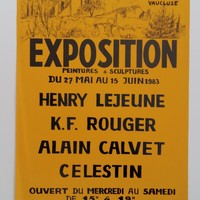 Affiche pour l'exposition Peintures et Sculture , les taillades (Vaucluse) , du 27 mai 1983 au 15 juin 1983.